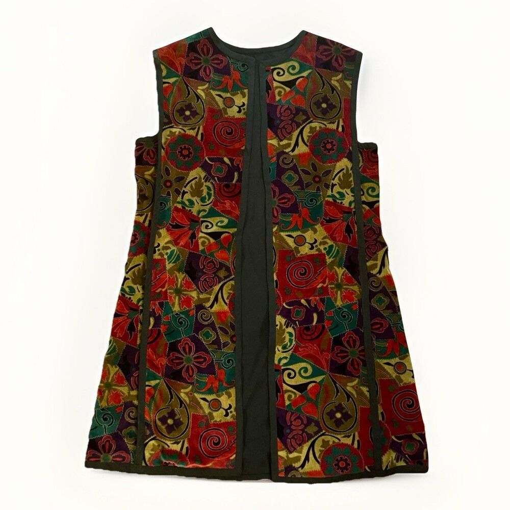 Vintage Handmade Womens Sleeveless Vest Jacket Reversible Velour Size Medium